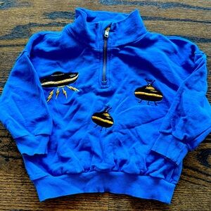 Mini Rodini Embroidered 1/4 Zip Sweatshirt UFO discontinued